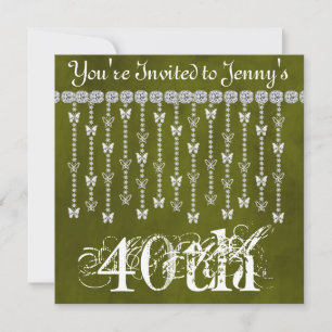 40th Birthday Butterfly BLING Invitation