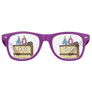 40th Birthday Cake with Candles Retro Sunglasses