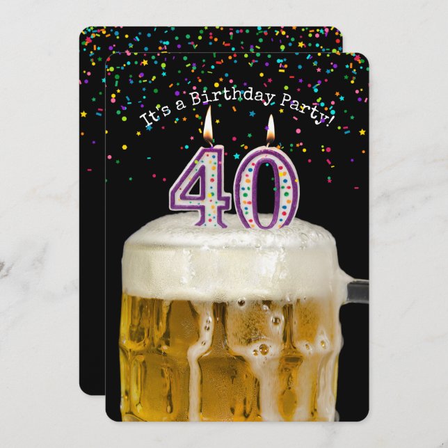 40th Birthday Candle Party Invitation (Front/Back)