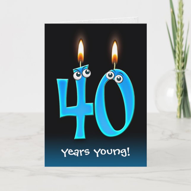 40th Birthday Candles with Eyeballs Card (Front)