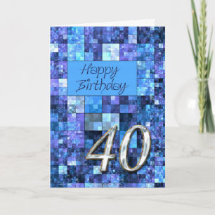 40th Birthday card with abstract squares.