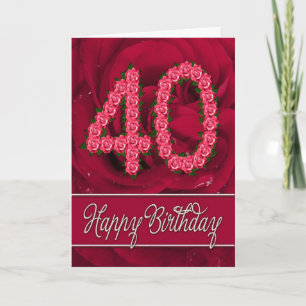 40th birthday card with roses and leaves