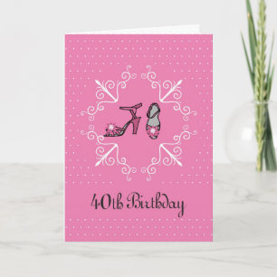 40th Birthday Card, Woman, Shoes in Pink Card