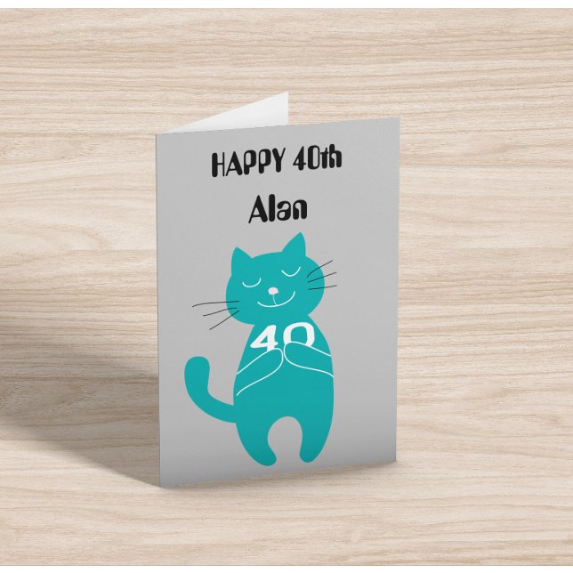 40th birthday cat 40 years simple name card cats (Creator Uploaded)