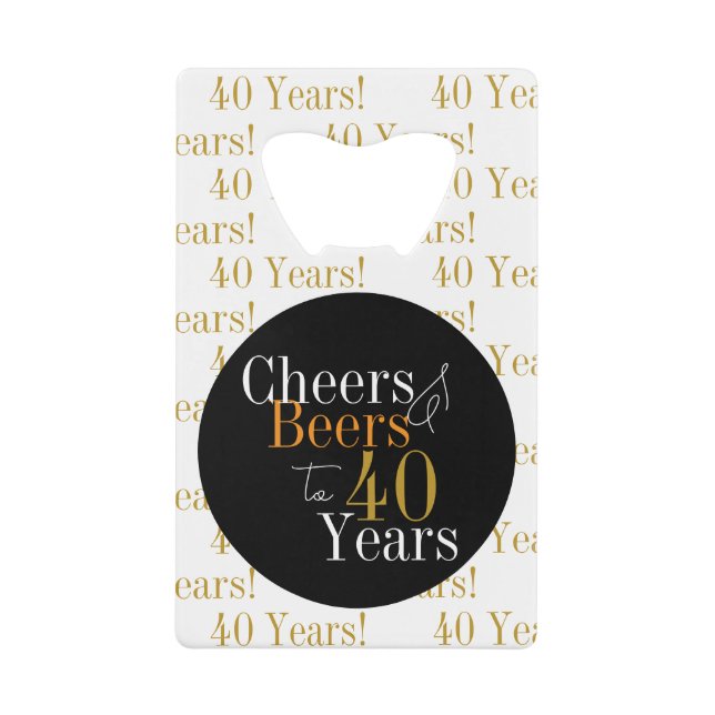 40th Birthday Cheers and Beers Black Gold Modern (Front)