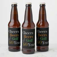 40th Birthday Cheers and Beers Golf Black and Gold