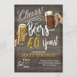 40th Birthday, Cheers and Beers Invitation<br><div class="desc">Cheers and Beers 40th Birthday,  40th Birthday,  Adult Birthday,  Beer Party,  Beer Invitation,  40th Invitation,  Milestone Birthday</div>