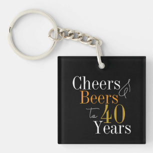 40th Birthday Cheers and Beers Party Favour Key Ring