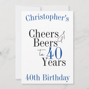 40th Birthday Cheers and Beers Party Invitation