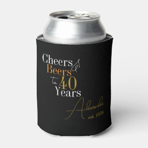 40th Birthday Cheers and Beers Personalised Can Cooler