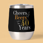 40th Birthday Cheers Beers Black Gold Party<br><div class="desc">This is a cool and modern, 40th birthday party design. It is a simple, minimal design, in classic black and gold typography. Perfect for a cool and fun, 40th birthday party, ideal as a birthday gift, party accessory or party favour. This design is fully customisable, simply use the personalise this...</div>