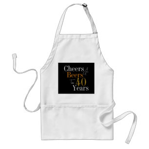 40th Birthday Cheers Beers Black Gold Party Standard Apron