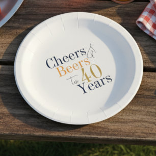 40th Birthday Cheers Beers Party Paper Plate