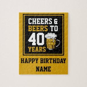 40th Birthday Cheers & Beers to 40 Years Jigsaw Puzzle