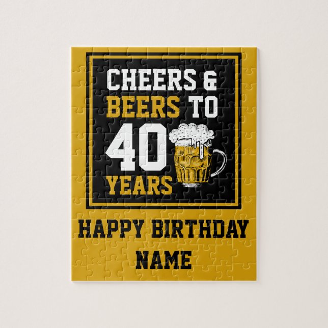 40th Birthday Cheers & Beers to 40 Years Jigsaw Puzzle (Vertical)