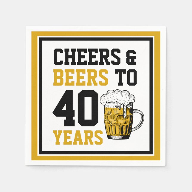40th Birthday Cheers & Beers to 40 Years Napkin (Front)