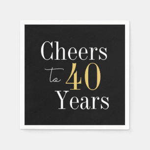 40th Birthday Cheers to 40 Years Black Gold Party Napkin