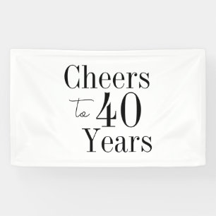 40th Birthday Cheers to 40 Years Black White Party Banner