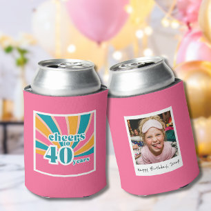 40th Birthday Cheers to 40 years pink Can Cooler