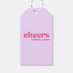 40th birthday "Cheers to forty years" Retro Purple Gift Tags