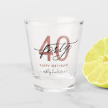 40th Birthday Chic Rose Gold Shot Glass<br><div class="desc">Modern chic girly birthday shot glass for 40th birthday. Design featuring champagne sparkly glitter texture,  rose gold 40 and calligraphy script forty. Personalise with a name.</div>