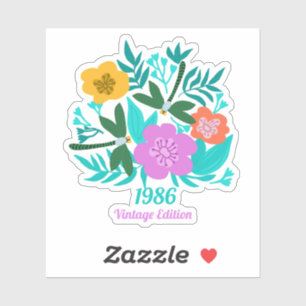 40th birthday colourful modern floral elegant 