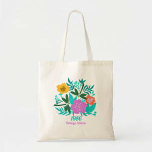 40th birthday colourful modern floral elegant  tote bag