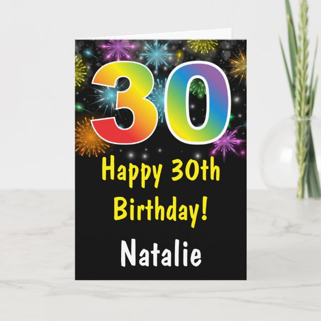40th Birthday Colourful Rainbow Fireworks Card (Front)
