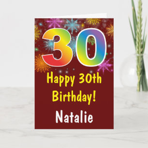 40th Birthday Colourful Rainbow Fireworks Red Card