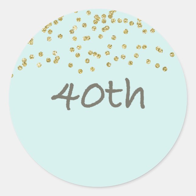 40th Birthday Confetti Classic Round Sticker (Front)