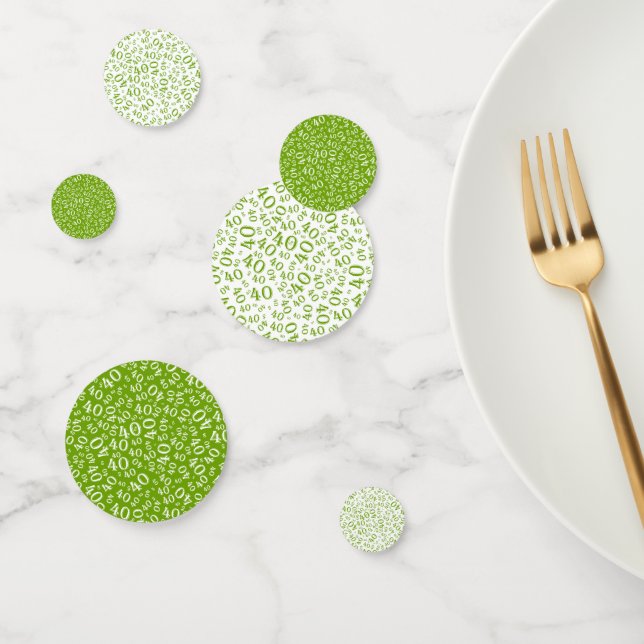 40th Birthday Cool Number Pattern Green and White Confetti (Group)