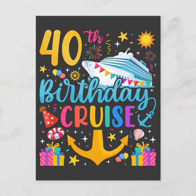 40th Birthday Cruise B-Day Party Postcard (Front)