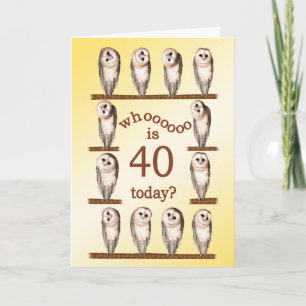 40th birthday, Curious owls card. Card