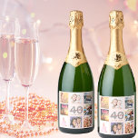 40th birthday custom photo collage rose gold name sparkling wine label<br><div class="desc">A bottle label for a 40th birthday party, celebrating her life with a collage of 8 of your photos. Personalise and add a name, age 40 and a date. Date of birth or the date of the party. Grey and dark rose gold coloured letters. A girly and feminine rose gold,...</div>