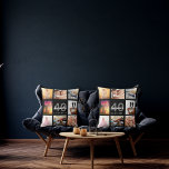 40th birthday custom photo collage woman black cushion<br><div class="desc">A unique gift for a womans 40th birthday, celebrating her life with a collage of 8 of your own photos, pictures. Personalise and add her name, age 40 and a date. A chic black background. Grey and white letters and numbers. The name is written with a modern hand lettered style...</div>