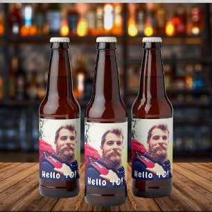 40th birthday custom photo hello 40 for guys beer bottle label