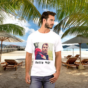 40th birthday custom photo hello 40 guys men T-Shirt