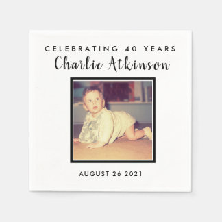 40th birthday custom photo napkins