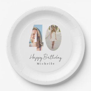 40th Birthday Custom Photo Paper Plate