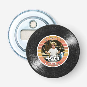 40th Birthday Custom Photo Vinyl Record Bottle Opener