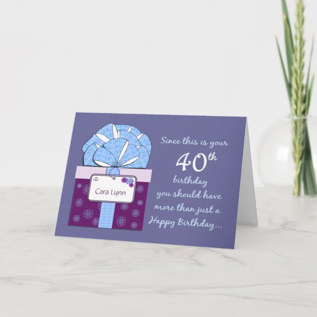 40th Birthday Customisable Card (Front)