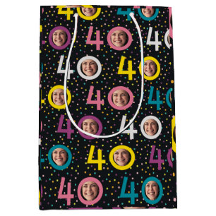 40th Birthday Customize Photo Medium Gift Bag