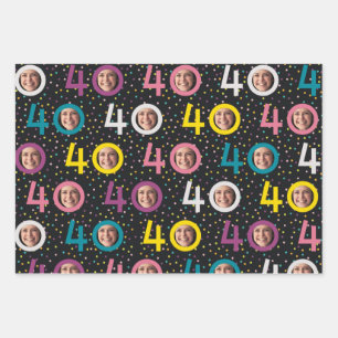 40th Birthday Customize Photo Wrapping Paper Sheet
