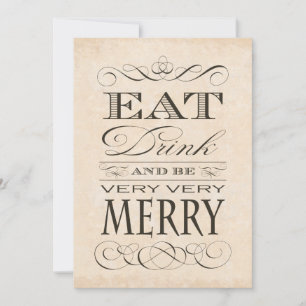 40th Birthday Dinner Party Eat Drink and be Merry Invitation