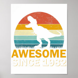 40th Birthday Dinosaur 40 Year Old Boy Awesome Sin Poster