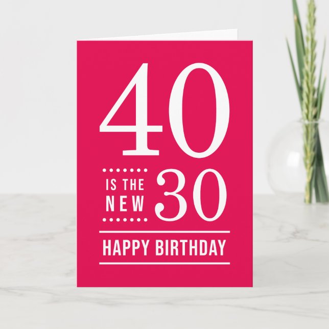 40th Birthday Editable Colour 40 is the new 30 Card (Front)