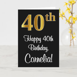 40th Birthday ~ Elegant Luxurious Faux Gold Look # Card