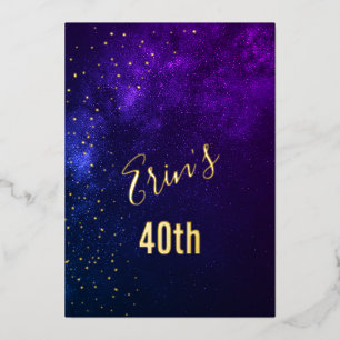 40th Birthday Evening Sky Astral Gold Stars Purple