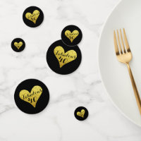 40th Birthday Fabulous 40 Black | Faux Gold Heart