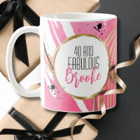 40th Birthday Fabulous For Her Pink Black Gold
